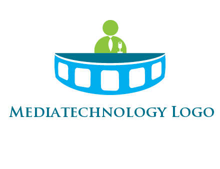 abstract person behind the film reel table logo