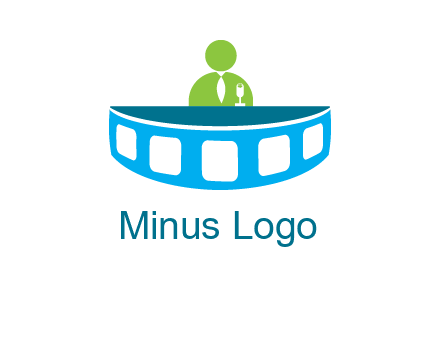 abstract person behind the film reel table logo