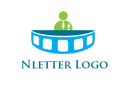 abstract person behind the film reel table logo