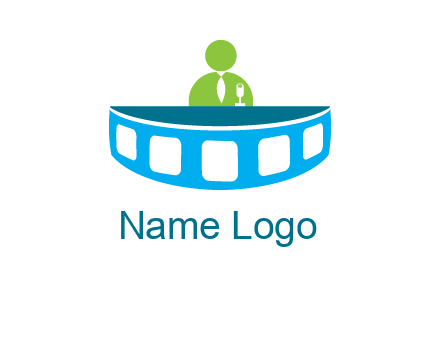 abstract person behind the film reel table logo