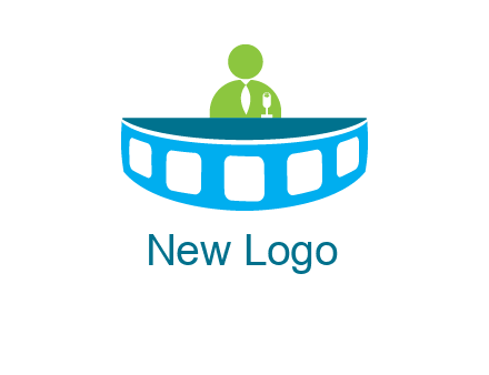 abstract person behind the film reel table logo