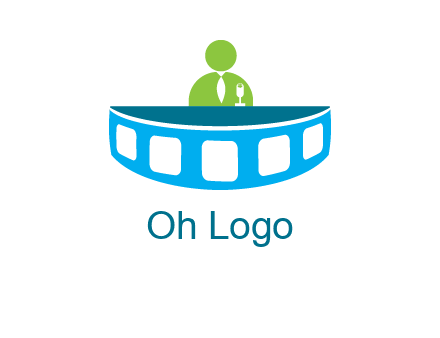 abstract person behind the film reel table logo