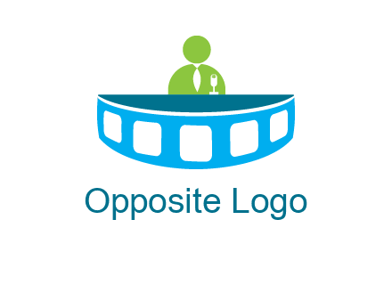 abstract person behind the film reel table logo
