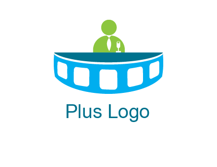 abstract person behind the film reel table logo