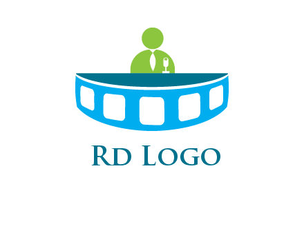 abstract person behind the film reel table logo