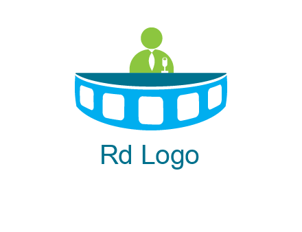 abstract person behind the film reel table logo