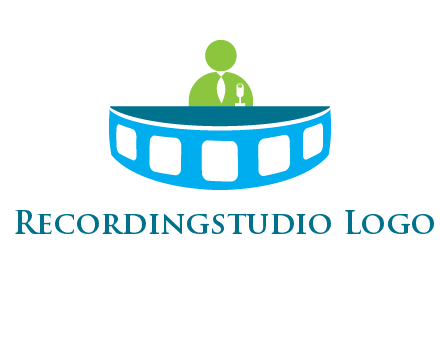abstract person behind the film reel table logo