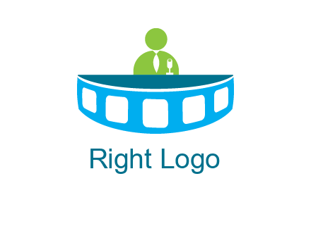 abstract person behind the film reel table logo