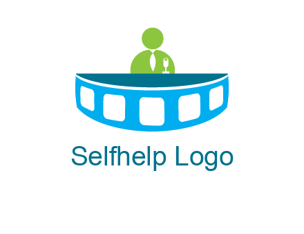 abstract person behind the film reel table logo