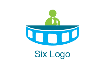 abstract person behind the film reel table logo