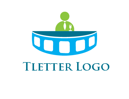 abstract person behind the film reel table logo