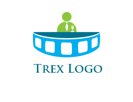 abstract person behind the film reel table logo