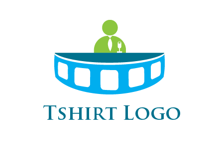 abstract person behind the film reel table logo