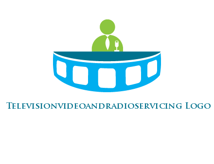 abstract person behind the film reel table logo