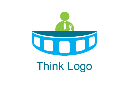 abstract person behind the film reel table logo