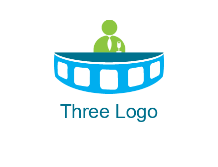 abstract person behind the film reel table logo