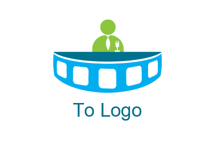 abstract person behind the film reel table logo