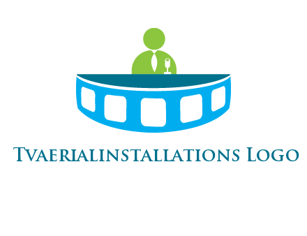 abstract person behind the film reel table logo