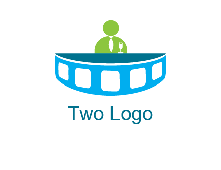 abstract person behind the film reel table logo
