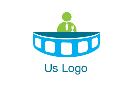 abstract person behind the film reel table logo