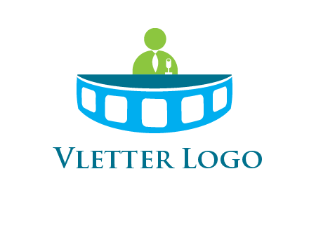 abstract person behind the film reel table logo