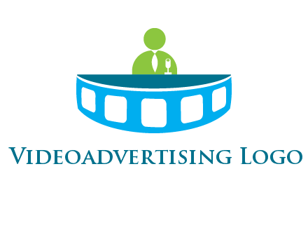 abstract person behind the film reel table logo