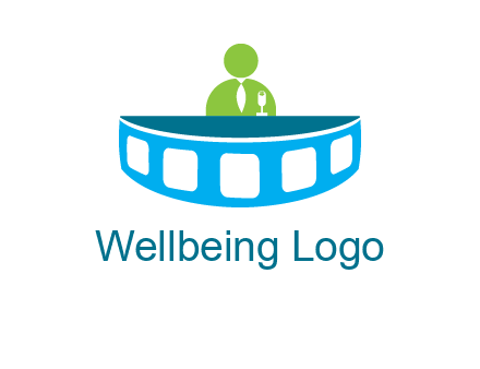 abstract person behind the film reel table logo