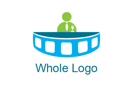 abstract person behind the film reel table logo