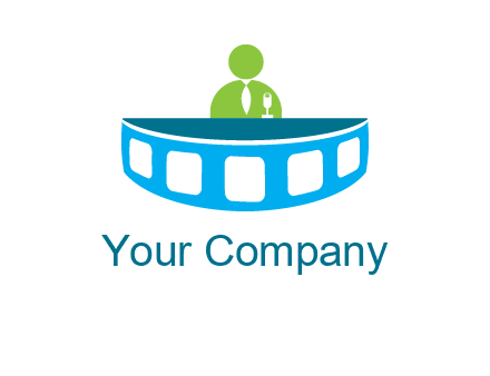 abstract person behind the film reel table logo