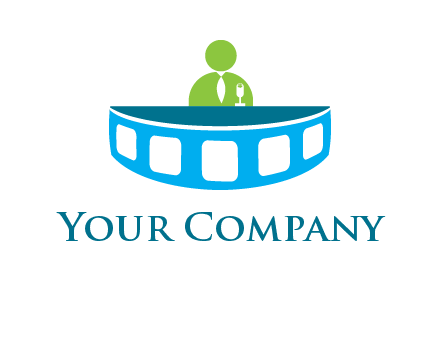 abstract person behind the film reel table logo