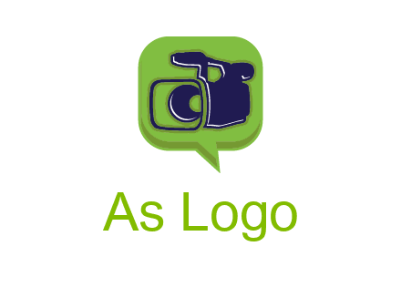 movie camera inside speech bubble logo