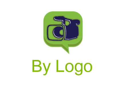 movie camera inside speech bubble logo