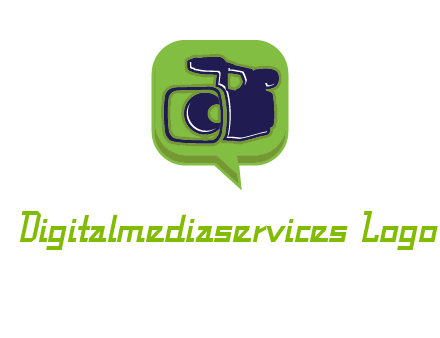 movie camera inside speech bubble logo
