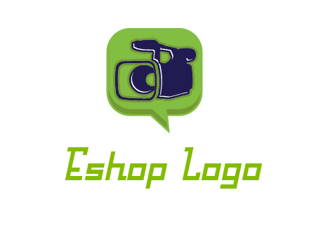 movie camera inside speech bubble logo