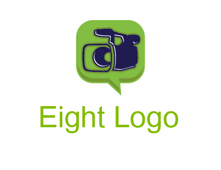 movie camera inside speech bubble logo
