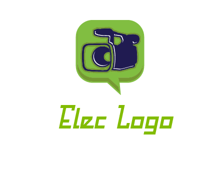 movie camera inside speech bubble logo