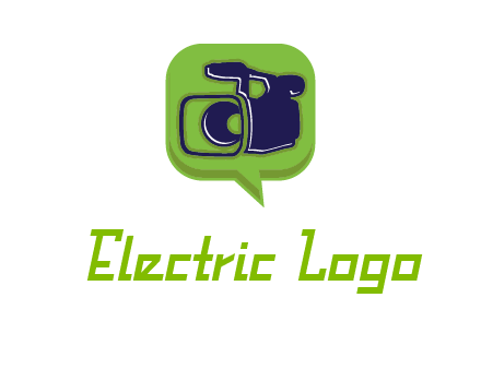 movie camera inside speech bubble logo