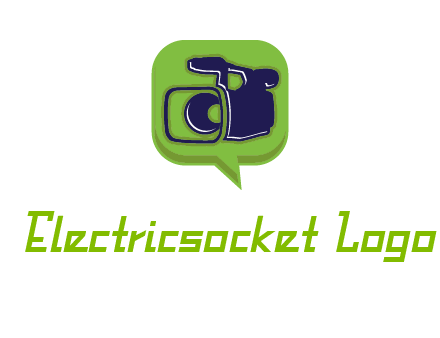 movie camera inside speech bubble logo