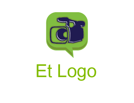 movie camera inside speech bubble logo