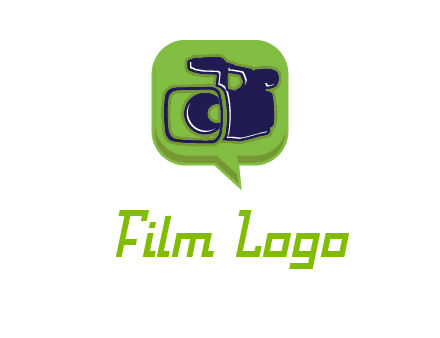 movie camera inside speech bubble logo