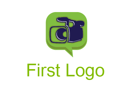 movie camera inside speech bubble logo
