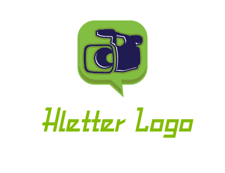 movie camera inside speech bubble logo