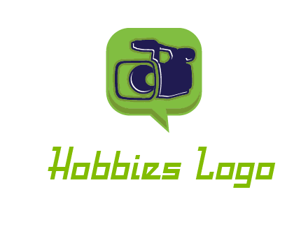movie camera inside speech bubble logo