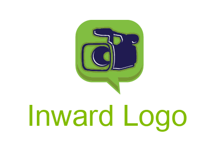 movie camera inside speech bubble logo