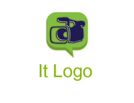 movie camera inside speech bubble logo