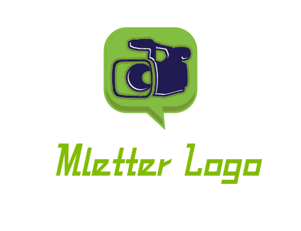 movie camera inside speech bubble logo