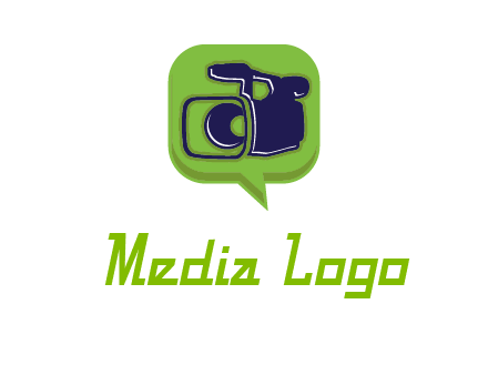 movie camera inside speech bubble logo