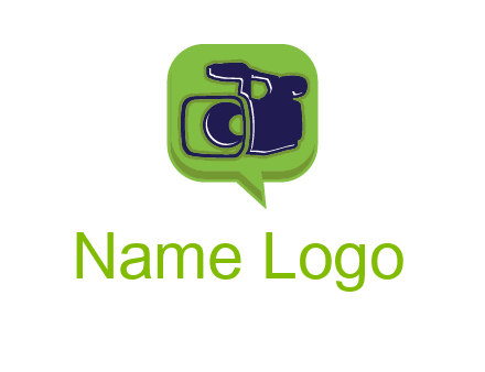 movie camera inside speech bubble logo