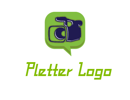 movie camera inside speech bubble logo