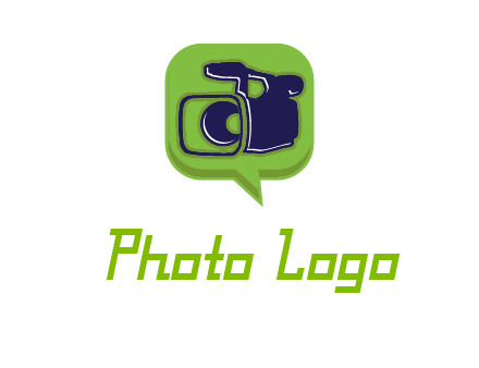movie camera inside speech bubble logo